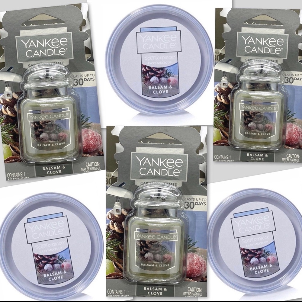 6 (six) Yankee Candle Balsam Clove Car jar ultimate fresheners meltcups melt cup